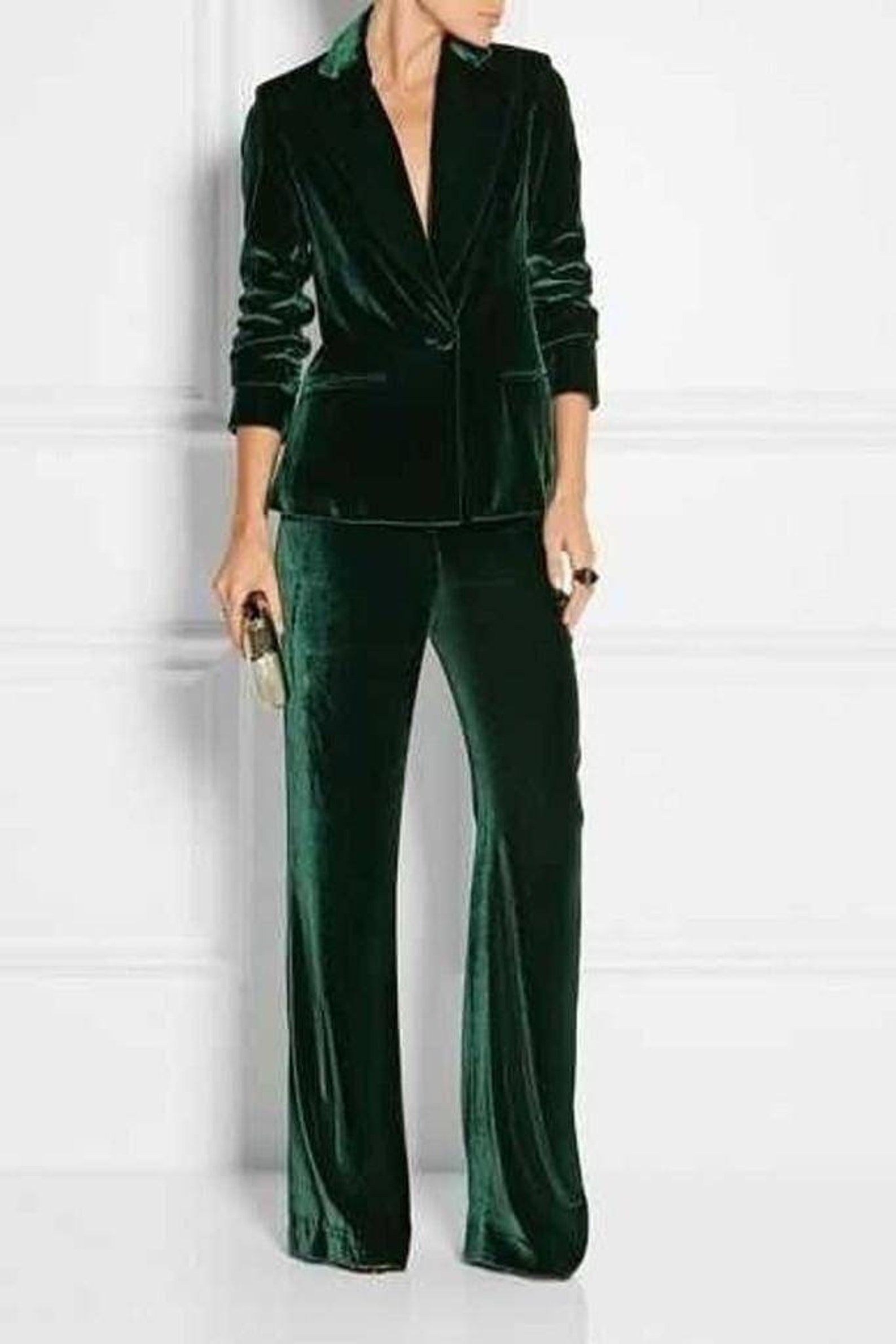 Green Velvet Suit for Women/two Piece Suit/top/womens Etsy