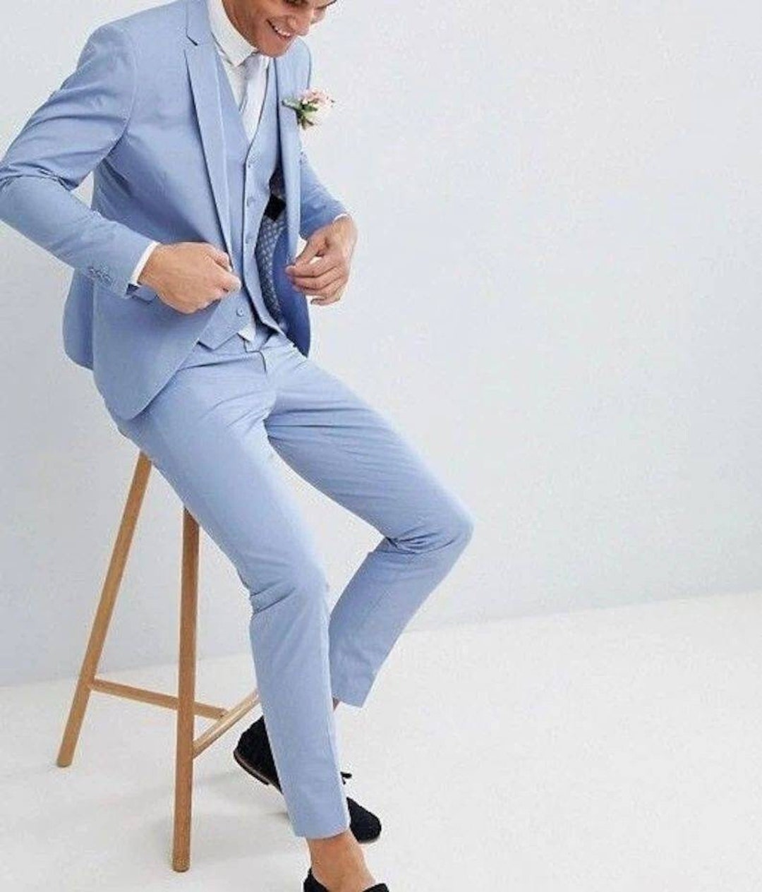 Sky Blue Suits for Men Men Suits 3 Piece Slim Fit Suits Two Etsy