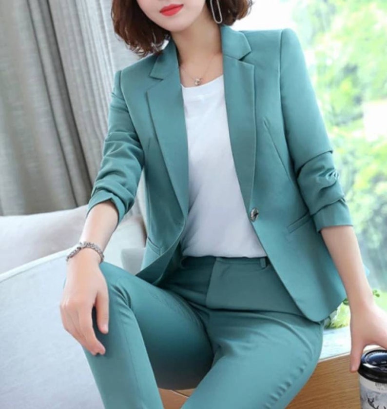 Green Suit for Women/two Piece Suit/top/womens Suit/womens - Etsy