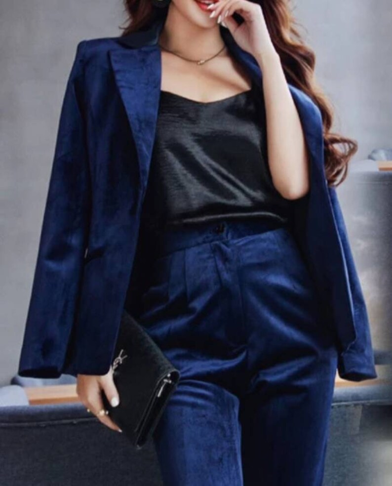 Blue Velvet Suit for Women/two Piece Suit/top/womens Etsy
