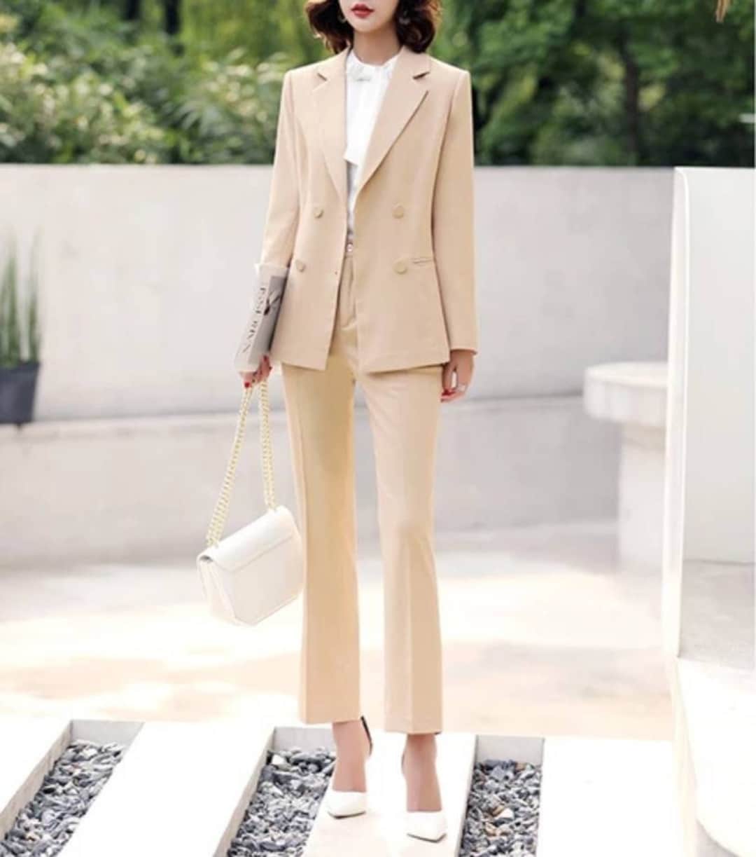 Chanel Cream Pant Suit | Cream pants, Pantsuit, Clothes