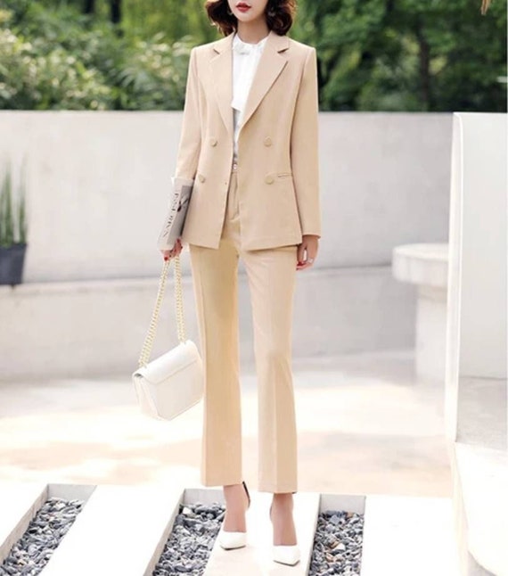 Cream Suit for Women/two Piece Suit/top/womens Suit/womens Suit