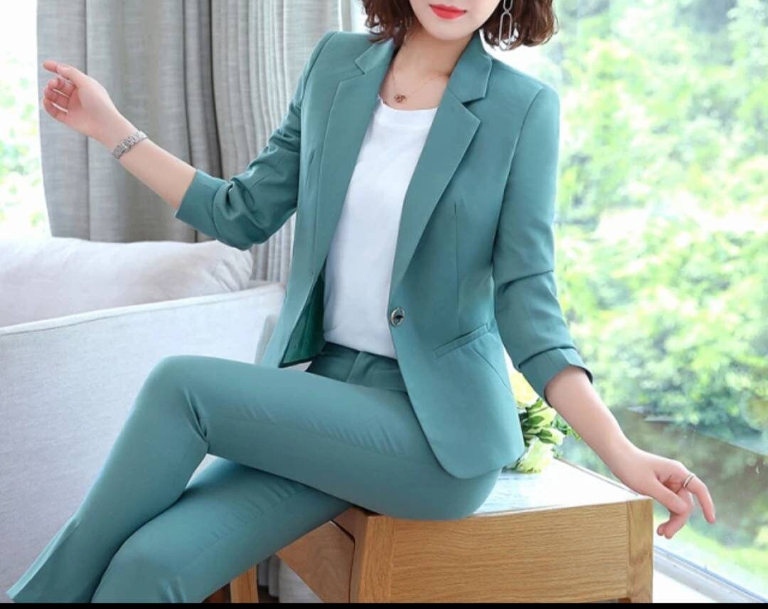 Green Suit for Women/two Piece Suit/top/womens Suit/womens - Etsy