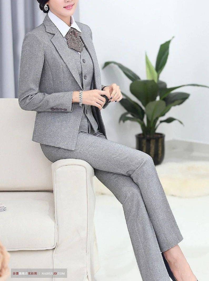 Gray Suit for Women/three Piece Suit/top/womens Suit/womens Etsy