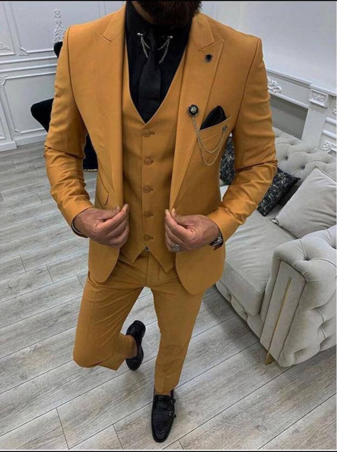 Yellow Suits for Men Men Suits 3 Piece Slim Fit Suits Etsy