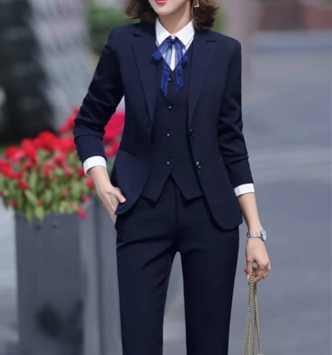 Blue Suit for Women Three Piece Suit Top Womens Suit Etsy