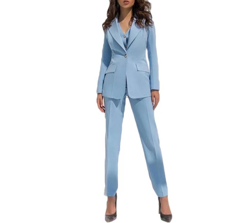 Blue Suit for Women Three Piece Suit Top Womens Suit Etsy