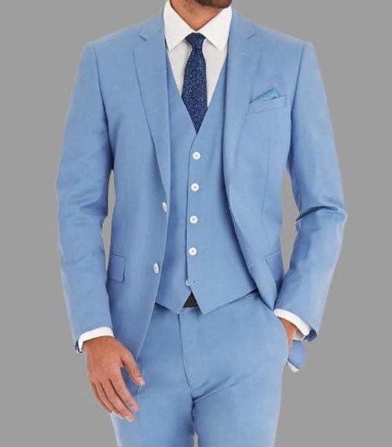Sky Blue Suits for Men, Men Suits 3 Piece, Slim Fit Suits, Two Button Suits,  Dinner Suit, Wedding Groom Groomsmen Suits -  Canada