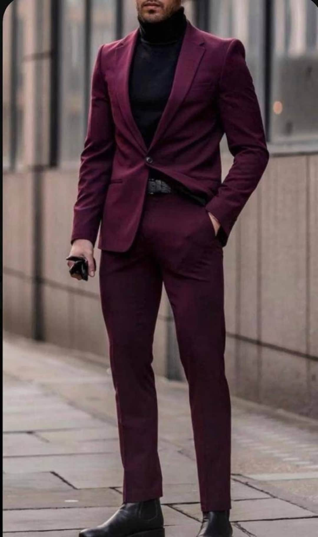 Burgundy Suit Black Turtleneck Shop