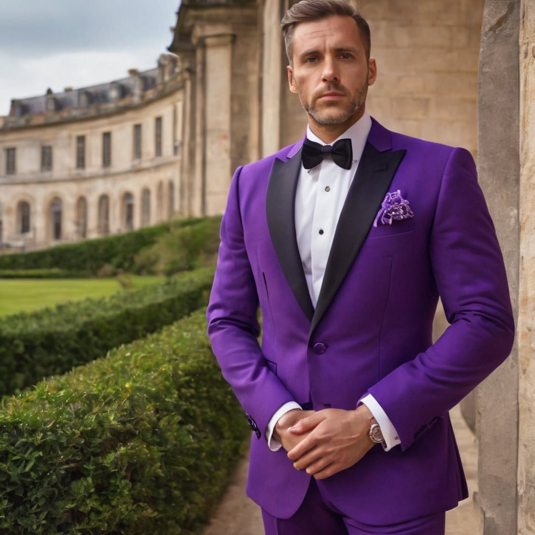 Purple Two Piece Suit Tuxedo Wedding Suits Bespoke Wedding Etsy