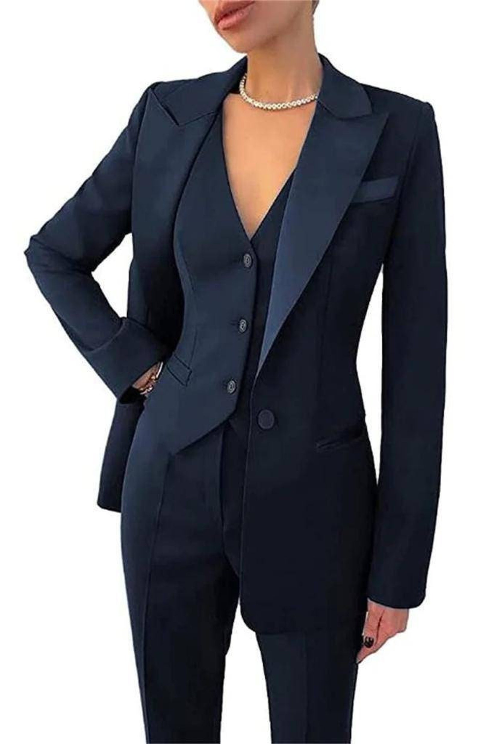 Blue Suit for Women Three Piece Suit Top Womens Suit - Etsy