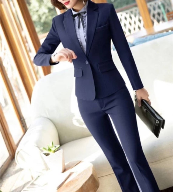 Blauer Anzug für Frauen, zweiteiliger Anzug, Oberteil, Damenanzug,  Damenanzug Set, Hochzeitsanzug, Frauengarderobe Set - .de