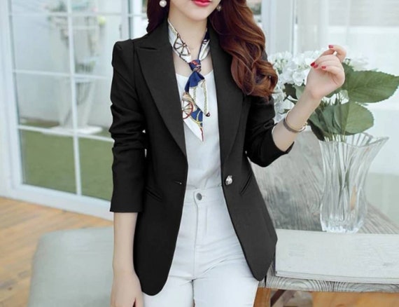 Blazer negro mujer blazer suit top blazer de mujer - Etsy México