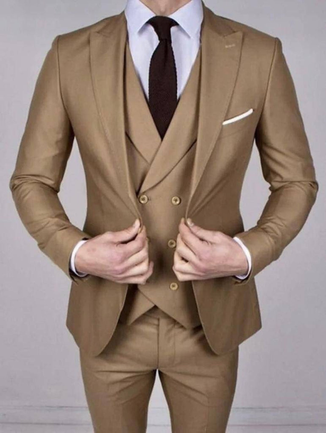 Men Suits, Brown 3 Piece Wedding Suits, Formal Fashion Suit, Groomsmen