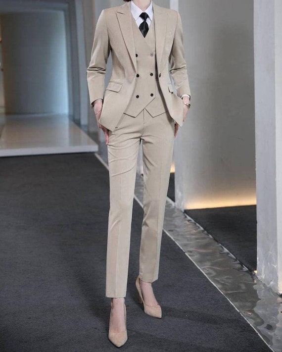 Buy Brown Suit for Women, Three Piece Suit, Top, Womens Suit, Womens Suit  Set, Wedding Suit, Womens Coats Suit Set Online in India 