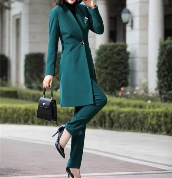 Green Suit for Women/two Piece Suit/top/womens Suit/womens Suit Set/wedding  Suit/ Womens Coats Suit Set 