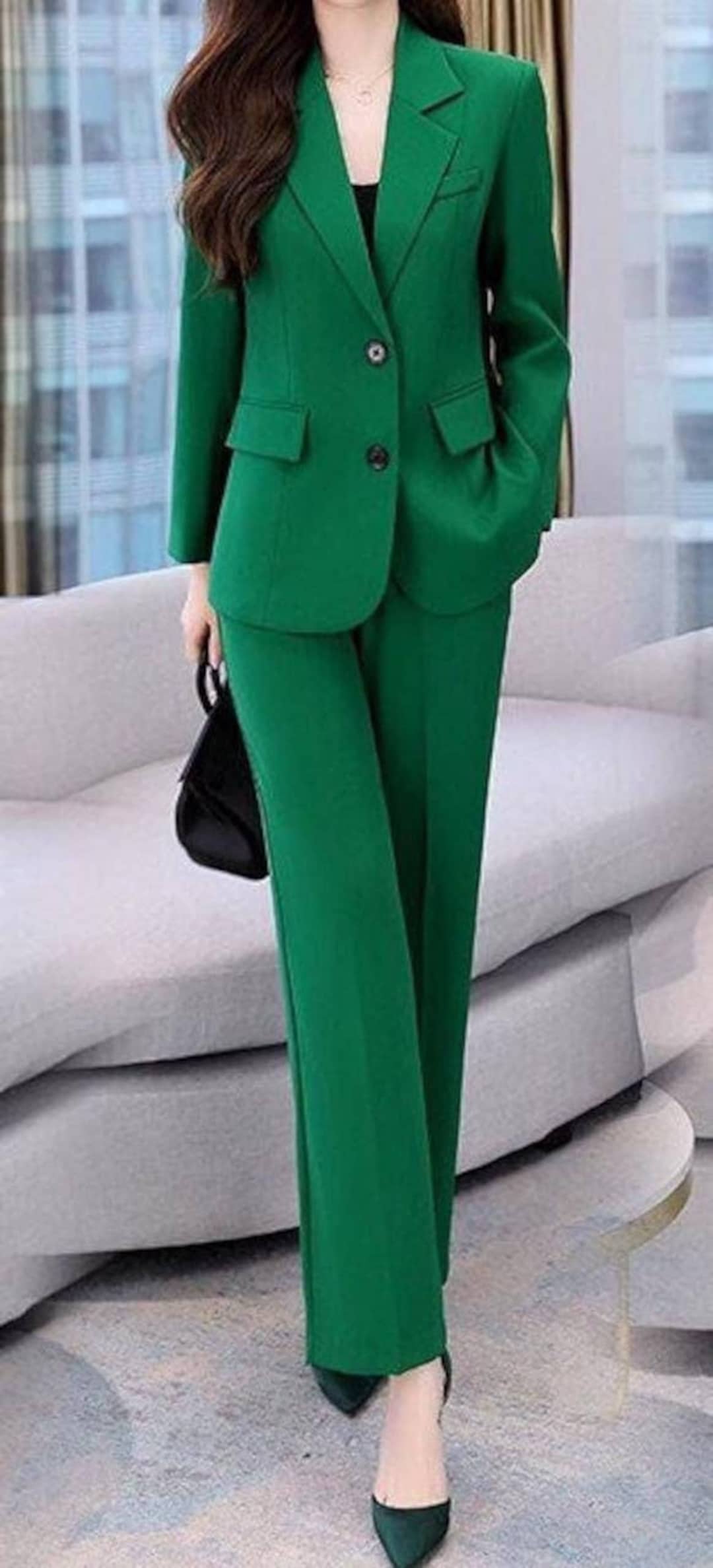 Vintage Green Suit for Women Two Piece Suit Top Womens Suit Etsy