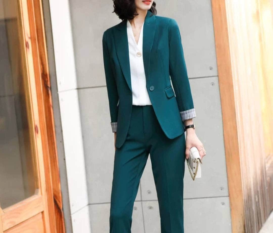 Green Suit for Women/two Piece Suit/top/womens Suit/womens Suit