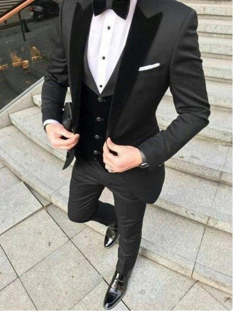 Buy Black Wedding Suit Online In India Etsy India
