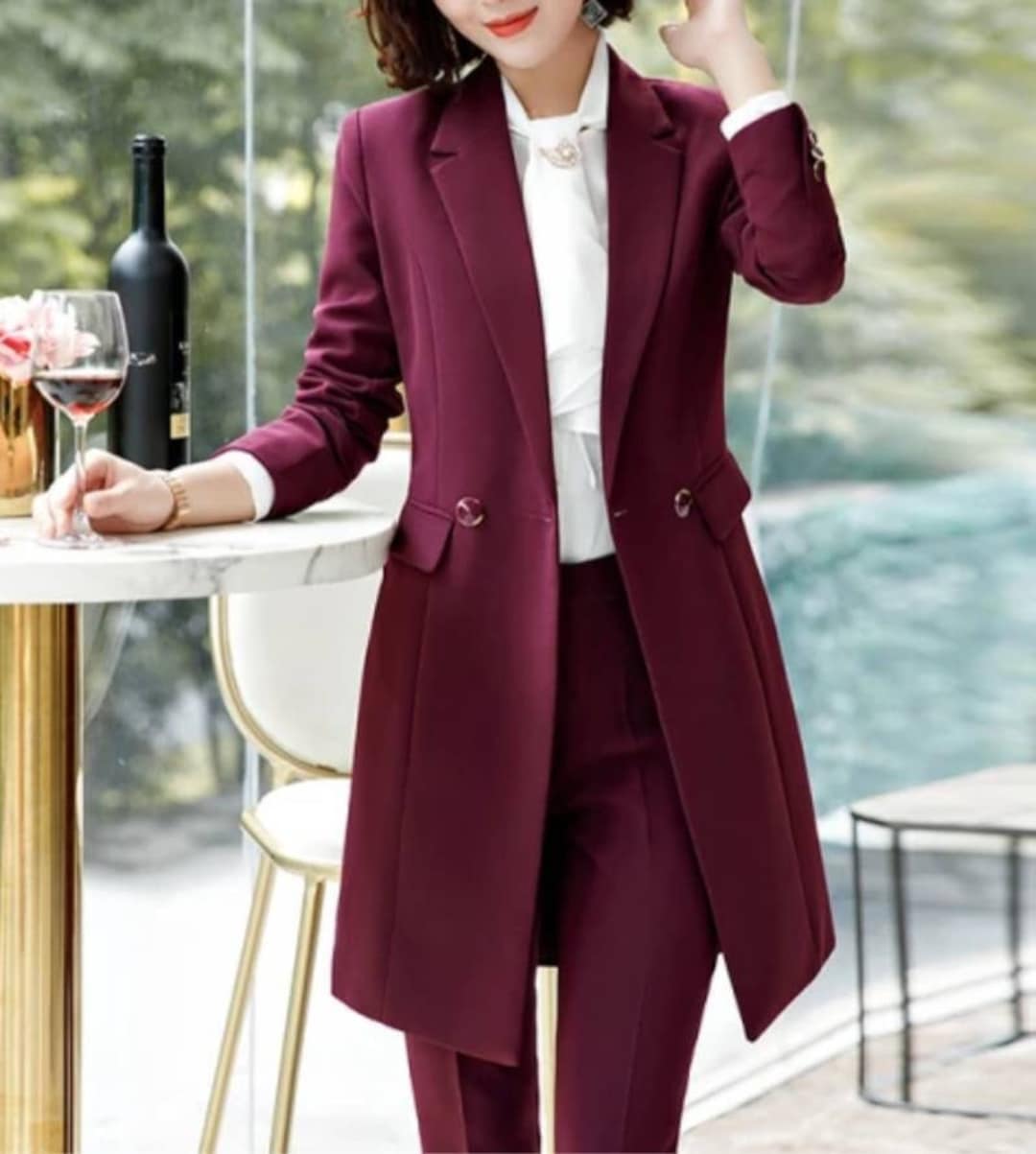 Red Wine Suit for Women/two Piece Suit/top/womens Suit/womens Etsy