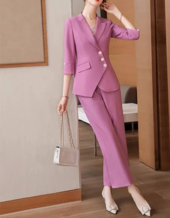 Pink Suit for Women/two Piece Suit/top/womens Suit/womens Suit Set/wedding  Suit/ Womens Coats Suit Set 