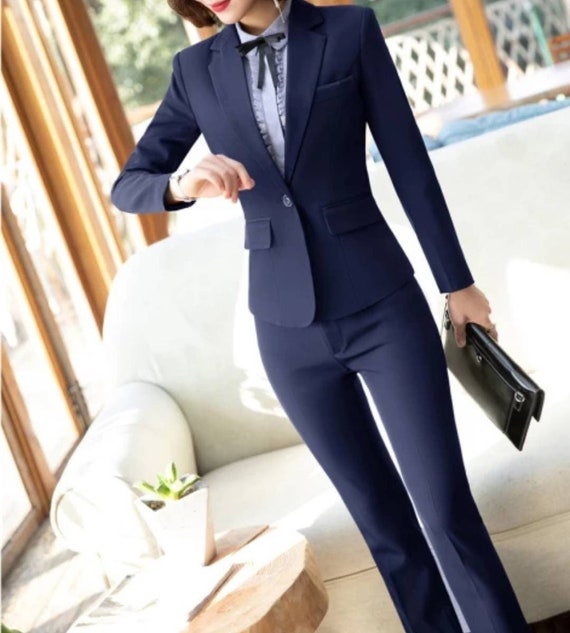 Blue Suit for Women, Two Piece Suit, Top, Womens Suit, Womens Suit Set,  Wedding Suit, Womens Coats Suit Set 