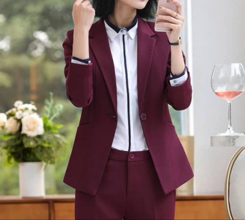 Red Wine Suit for Women/two Piece Suit/top/womens Suit/womens - Etsy