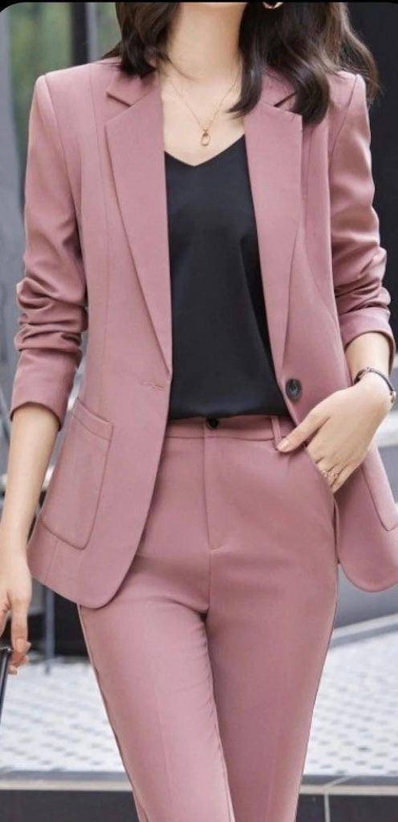 Pink Suit for Women/two Piece Suit/top/womens Suit/womens Suit Set/wedding  Suit/ Womens Coats Suit Set 