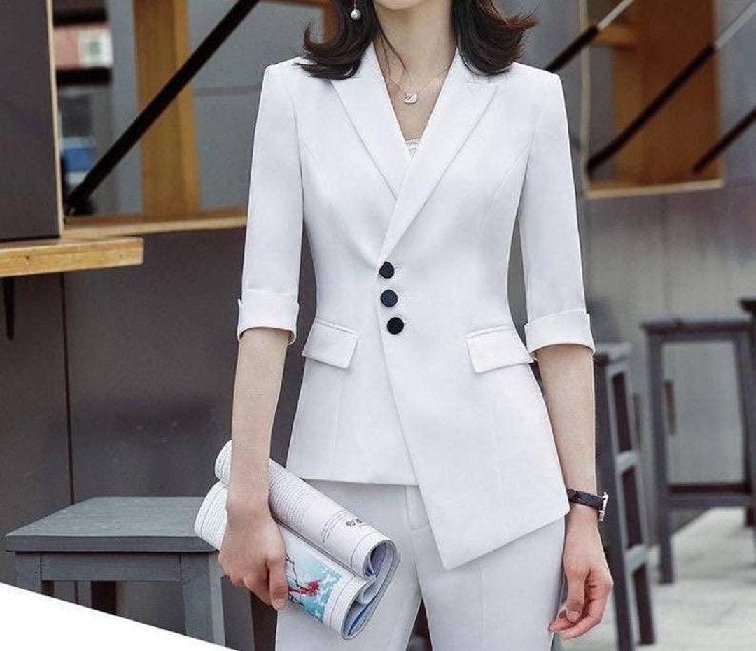 White Suit for Women/two Piece Suit/top/womens Suit/womens Suit Set