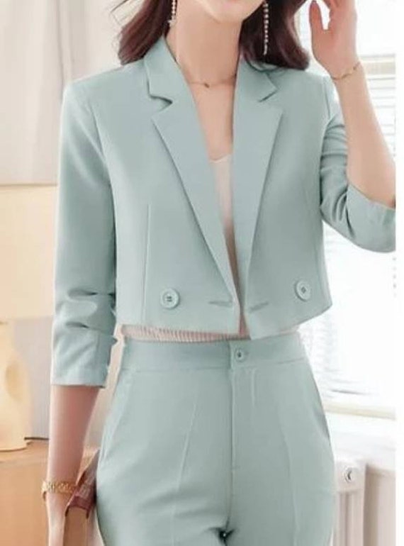 Mint green top suit womens