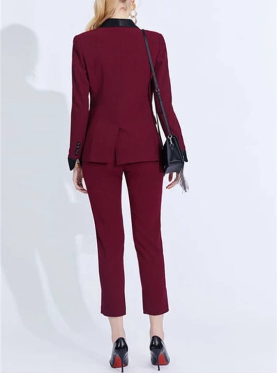 Red Wine Suit for Women/three Piece Suit/top/womens Suit/womens Suit  Set/wedding Suit/ Womens Coats Suit Set 