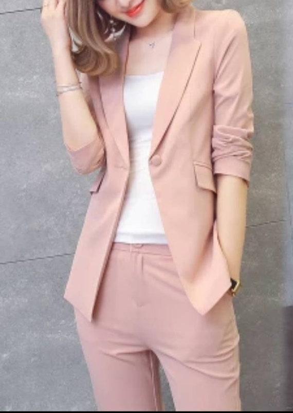 womens pink 2 piece suit