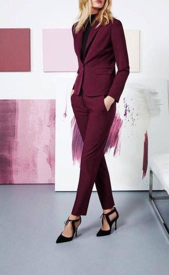 Traje de vino tinto para mujer traje de dos piezas top Traje de