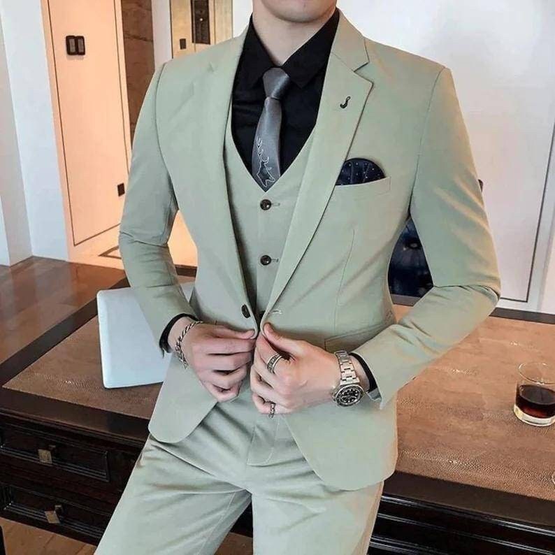 Green Three Piece Suit Tuxedo Wedding Suits for Men bespoke Etsy