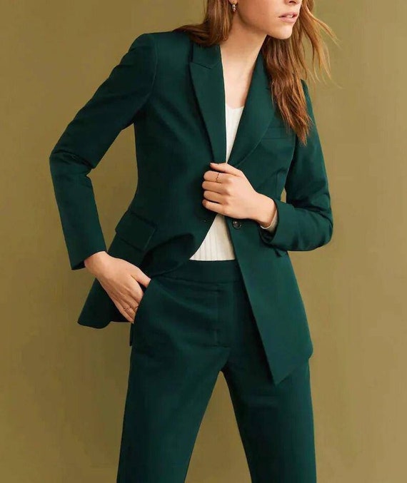 Green Suit for Women/two Piece Suit/top/womens Suit/womens Suit Set/wedding  Suit/ Womens Coats Suit Set 