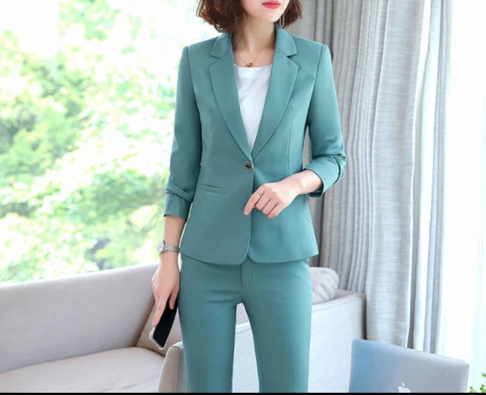 Green Suit for Women/two Piece Suit/top/womens Suit/womens - Etsy