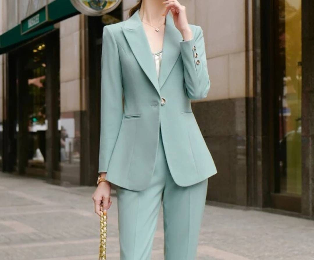 Green Suit for Women, Three Piece Suit, Top, Womens Suit, Womens Suit Set,  Wedding Suit, Womens Coats Suit Set 