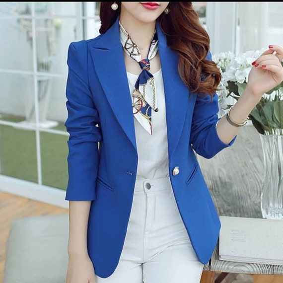 empezar Dictado galería Blazer azul para mujer traje blazer top blazer de mujer - Etsy México