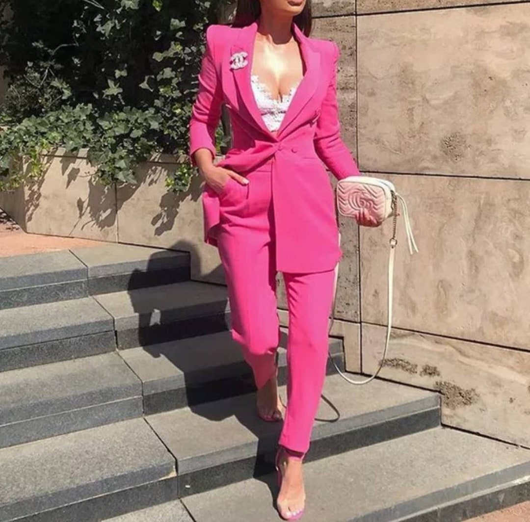 Hot Pink Pantsuit for Tall Women, Business Women Suit With Vest, Pink  Formal 3-piece Suit Womens, Womens Office Wear Blazer Trouser Suit - Etsy |  Pantsuits for women, Pink suits women, Suits