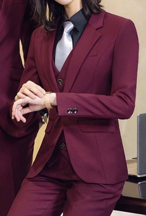 Wine Woven Cotton Suit