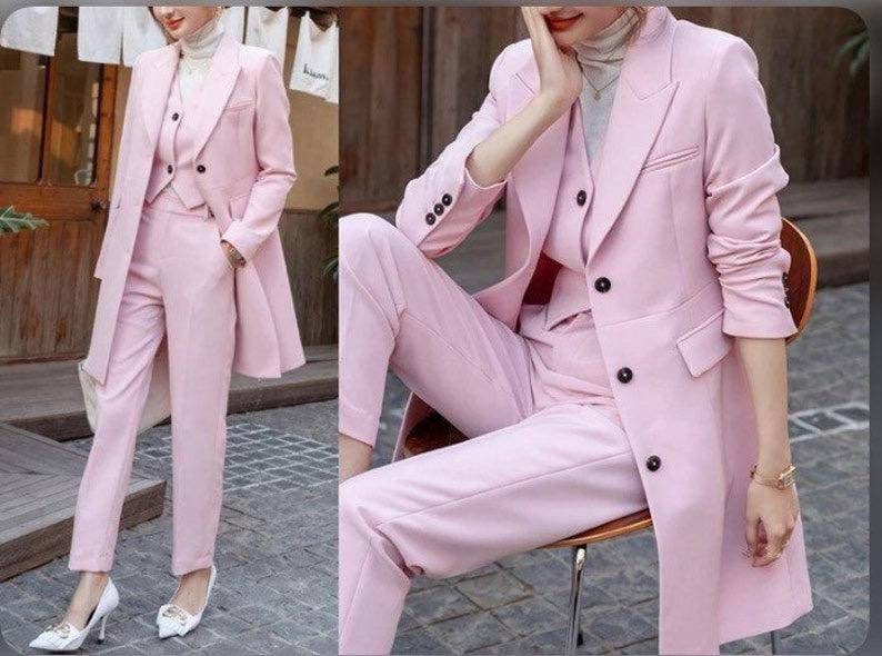Pink Suit for Women Three Piece Suit Top Womens Suit Etsy