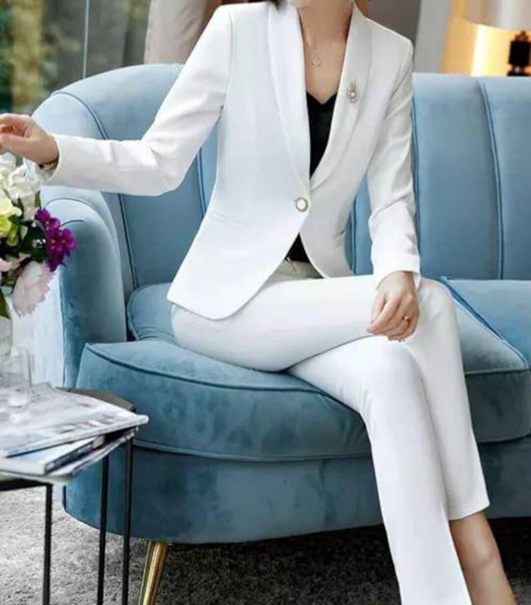 White Suit for Women/two Piece Suit/top/womens Suit/womens Suit Set