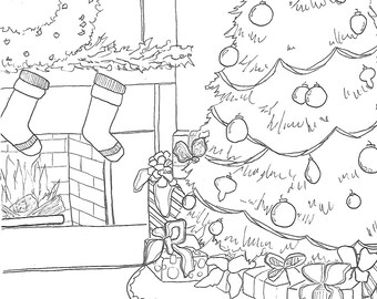 DIGITAL DOWNLOAD Christmas Prints, Original Drawings, Paint at Home