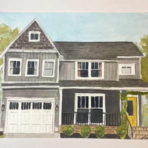 Custom House Portrait Original Watercolor Housewarming First Home Realtor Gift image 1