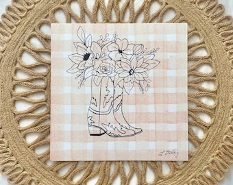 Cowboy Boots Floral Print | Home Decor Print | Cowgirl Wall Art | Nursery Decor Print | Western Boho Wall Decor | Dorm Decor