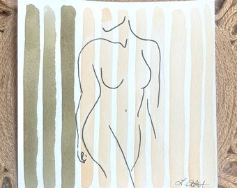 Walk Through The Lines | Watercolor | Line Drawing | Original Art