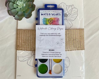 Watercolor Paint Kit | Floral Watercolor Paint Set | Paint at Home | Self Care Kit | Paint At Home | Gift For Her | Take Home Watercolor