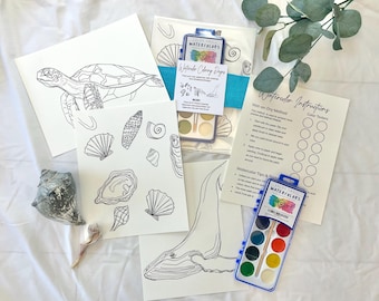 Ocean-Themed Watercolor Paint Kit | DIY Art Set for Adults & Beginners | Self Care Activity | Watercolor Kit | Beginner Watercolor Kit