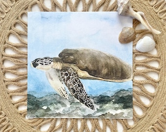 Sea Turtle Watercolor Print | Sea Turtle Art | Sea Turtle Print | Nursery Decor Print | Ocean Theme Print | Sea Turtle Watercolor Painting