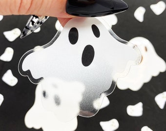 Ghost Sticker - Transparent Sticker - Vinyl Sticker - Die Cut Sticker - Vanishing Ghost Sticker - Halloween - Cute Spirits - Black and White